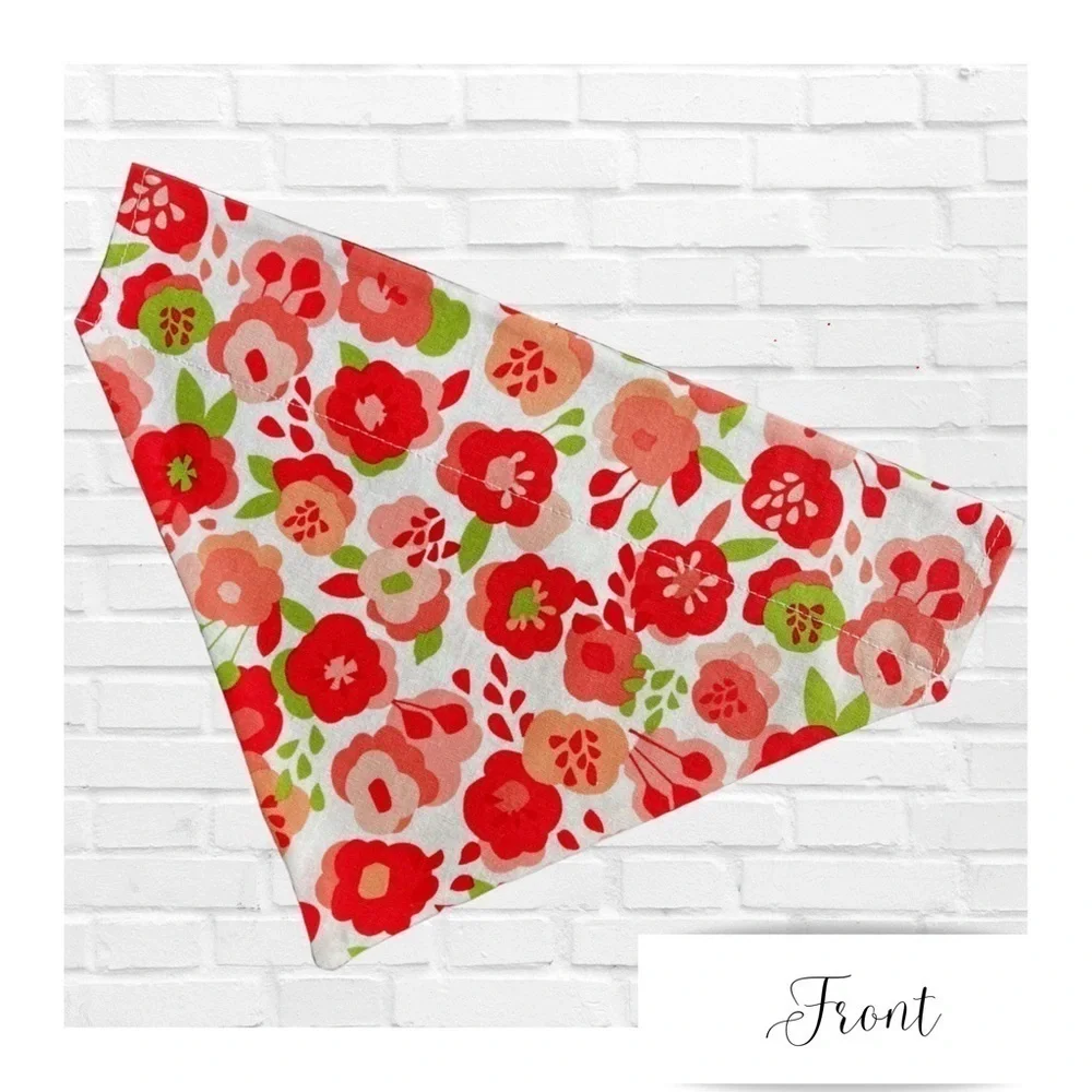 New Pretty Posies Handmade Reversible Over Collar Dog Bandana XS SM M Large XL